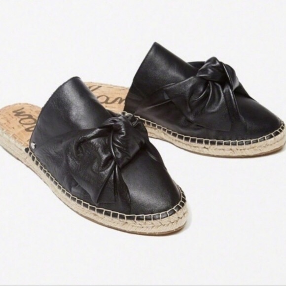 🖤🎀Sam Edelman Comfy Chic ‘Lynda’ Black Leather Bow Slipons Mules 7.5 🎀🖤 - Picture 8 of 16